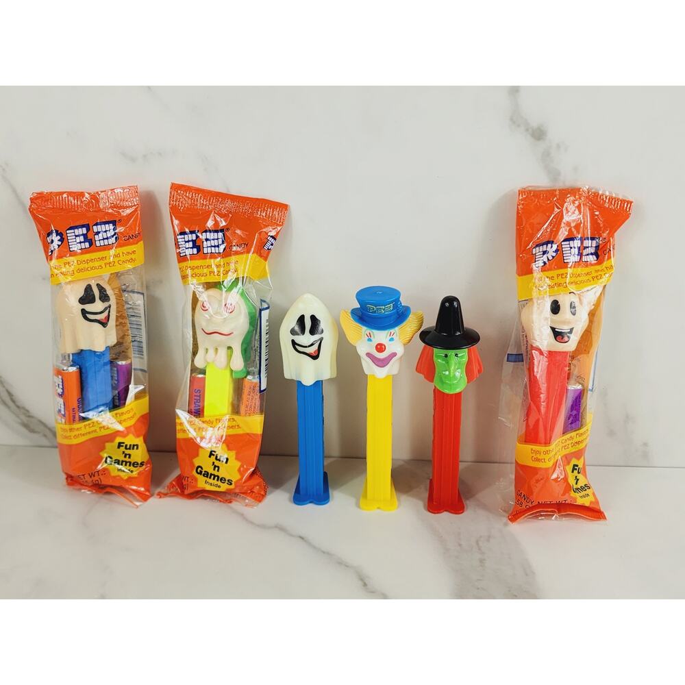 Halloween Pez Candy Dispenser Horror Ghost Witch Clown Holidays x6 Vintage